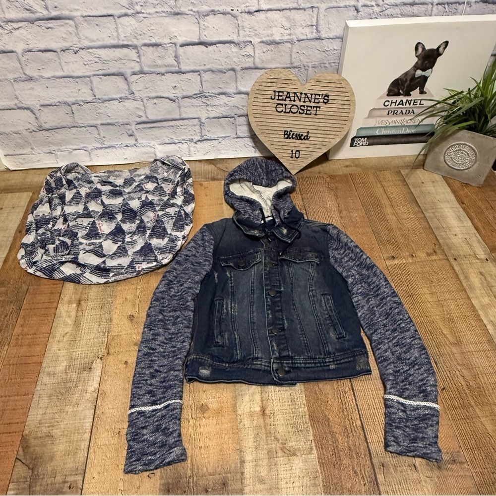 Free People Denim & Knit Hooded Jacket - size XS